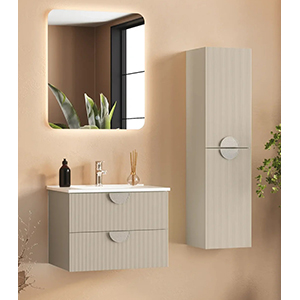 Plus Mat lake yüzeyli,  Seramik lavabolu banyo dolabı Gloria 60